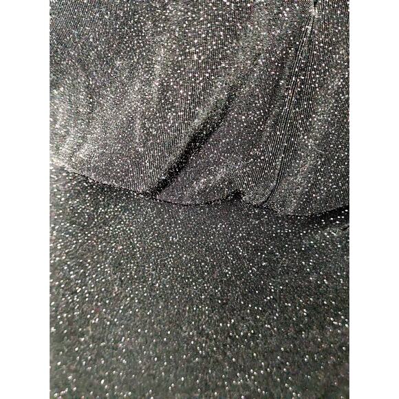 Guess NWT Black shimmer Wmns dress sz LBust36 Waist 30"knitWide V back Lined - Picture 3 of 13